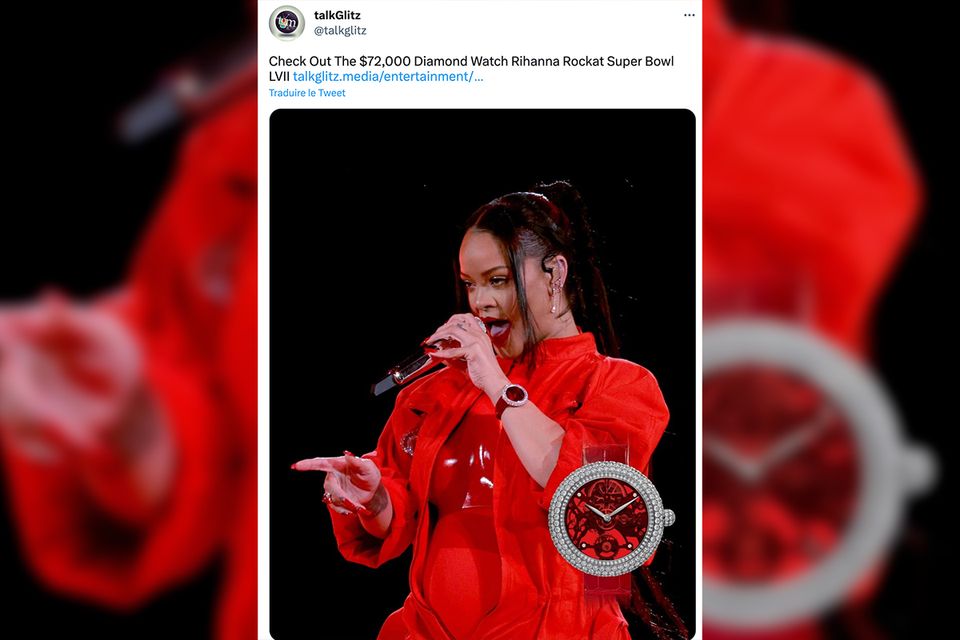 Rihanna ha indossato un orologio con 323 diamanti durante l'intervallo del Super Bowl